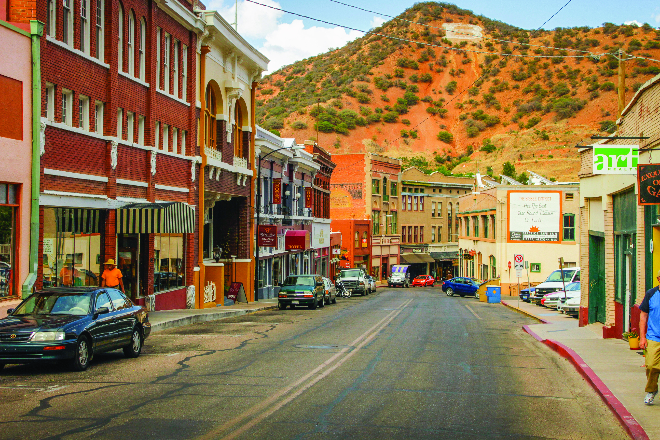 B Mountain with old buildings in Bisbee