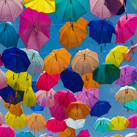 dozens of umbrellas