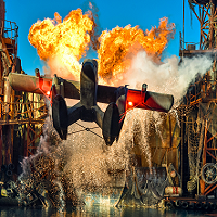 airplane boat in stunt show