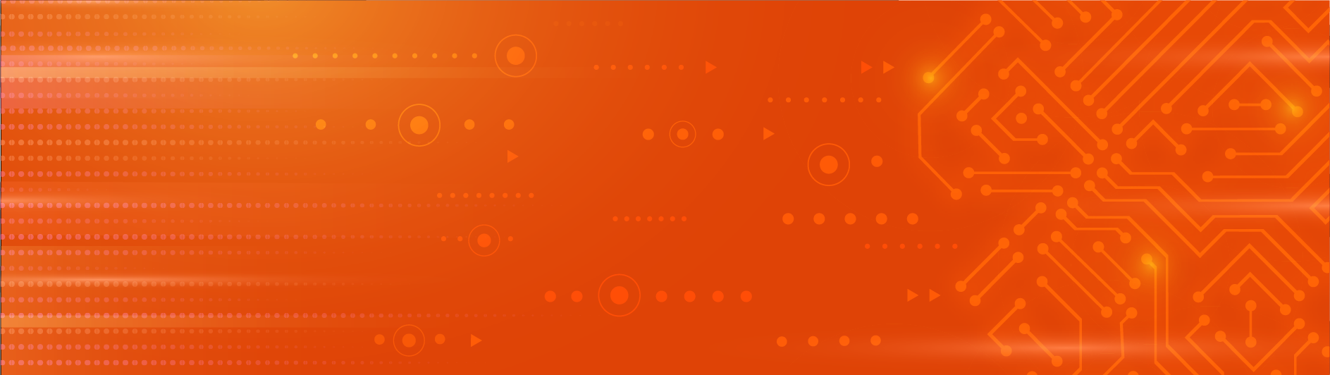 Orange header with dots and lines