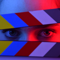 Eyes between clapperboard